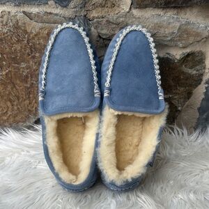 L.L. Bean Women's Wicked Good Lined Venetian Slippers in Charcoal Blue Size 9